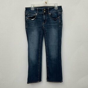 American Eagle Dark Wash Artist Crop Denim Capris Size 4 Spring Summer Stretch